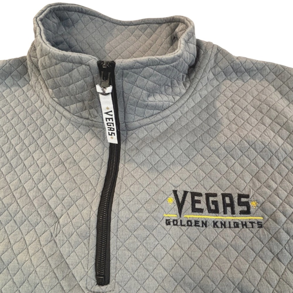 Vegas Golden Knights Mens 2XL Grey Quilted Quarter Zip Pullover Station Casinos